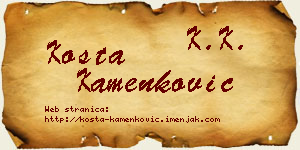 Kosta Kamenković vizit kartica